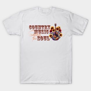 Country music soothes the soul Retro Country Music Heartbeat Western Cowboy Cowgirl Gift T-Shirt